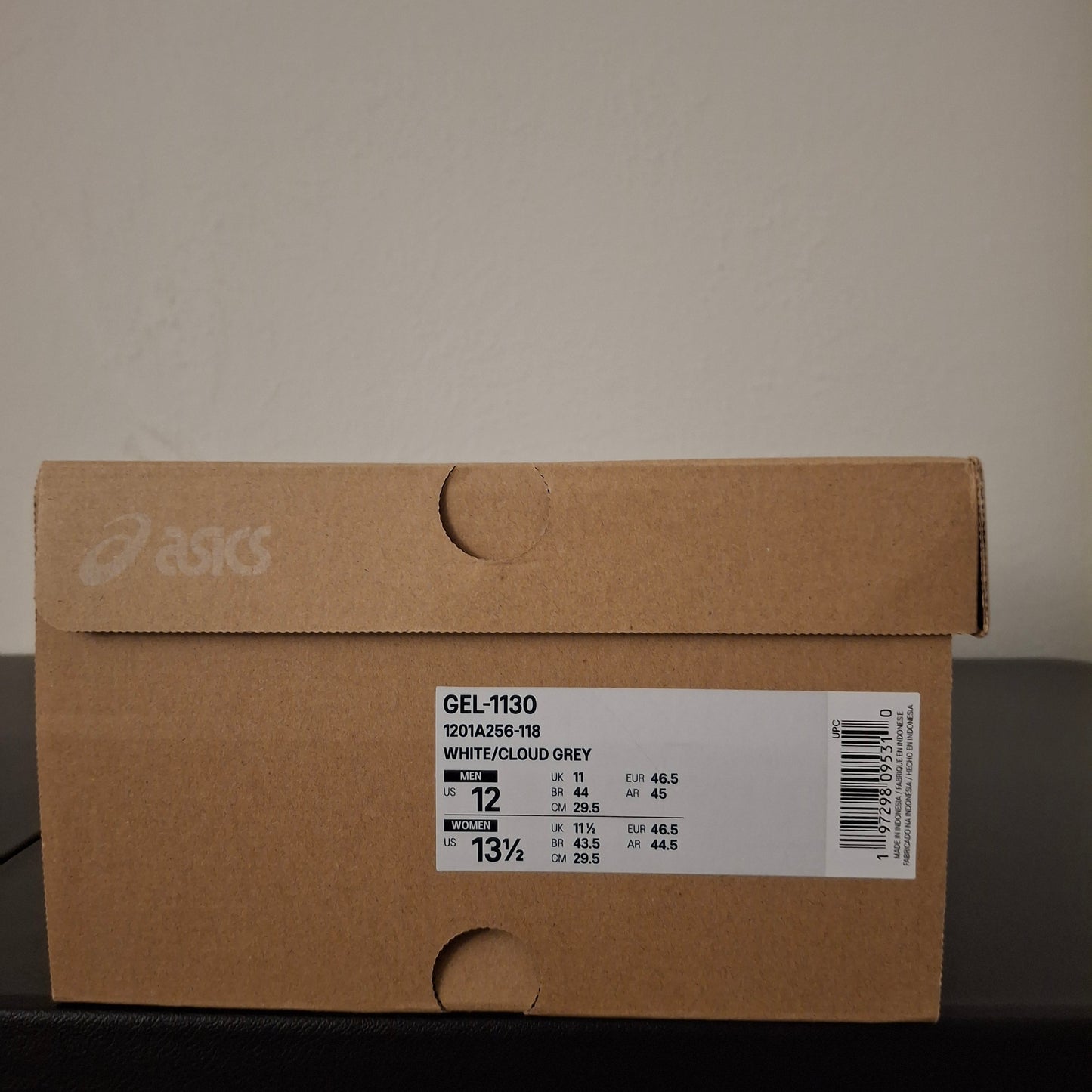 Size 12 - ASICS Gel 1130 White Cloud Grey